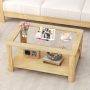 2-Tier Coffee Table Rectangular Center Table with Tempered Glass Tabletop and Storage Shelf - Image 2