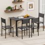 Gray 5 Piece Dining Table Set Industrial Style Kitchen Table and Chairs for 4 - Image 2