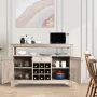 Costway Kitchen Buffet Sideboard with Wine Rack Free Standing Storage Cabinet Gray - Image 4