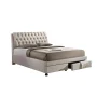 Ainge Transitional Beige Fabric Upholstered King Size Bed - Image 3