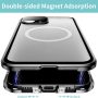 Jonwelsy Case for iPhone12 Pro Max, Compatible with Magsafe 360 Degree Full Body Protection Case Magnetic Attraction Metal Bumper+Front Glass+PC Back Cover for iPhone 12 Pro Max (6.7 inch) (Blue) - Image 3
