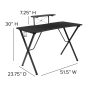 Emma + Oliver Black Gaming Desk with Cup Holder, Headphone Hook, and Monitor/Smartphone Stand - Image 4