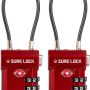 SURE LOCK TSA Approved Luggage Locks with Open Alert Indicator, 3 Digit Combination Cable Travel Lock for Suitcase, Backpack, Gym Locker, Toolbox, Carry On & Travel Bag - Red 2 Pack - Image 1