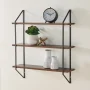 (4 pack) Better Homes & Gardens 3-Tier 20"W Wood Bracket Shelves, Walnut - Image 2