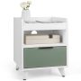 Modern Nightstand with LED Lights Sliding Drawer and Open Compartment - Image 3