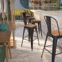 30.5 in. Black-Antique Gold/Walnut Elm Bar Stool, High Back, Bar Height 28-33 in. - Image 2