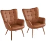 Alden Design Mid-Century Modern Faux Leather Wingback Accent Chair, Brown, Single - Image 1