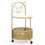 Golden Modern Sofa Side Table on Lockable Wheels for Living Room Bedroom Study - Image 3