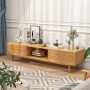 63 Inches Mid Century Modern Bamboo TV Stand with Sliding Doors - Image 2