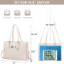 LOVEVOOK Laptop Bag for Women, Fashion Computer Tote Large Capacity Handbag, Leather Shoulder Bag Purse Set, Professional Business Work Briefcase for Office Lady, 2PCs, 15.6-Inch, Beige White - Image 4