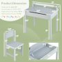Wooden Kids Table and Chair Set with Storage and Paper Roll Holder - Image 4