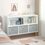 Kids Bookcase with Collapsible Fabric Drawers,Toy Storage Cubby,Children's Book Display,Toy Storage Cabinet Organizer,White/Gray - Image 4