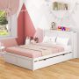 Twin/Full Kids Wooden Platform Bed with Trundle Storage Headboard - Image 2