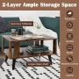 Costway Coffee Table Retro Mid-Century Coffee Table W/Storage Open Shelf Living Room - Image 5