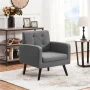 Alden Design Modern Tufted Accent Arm Chair with Rubber Wood Leg for Living Room, Dark Gray - Image 2