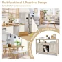 Costway Kitchen Buffet Sideboard with Wine Rack Free Standing Storage Cabinet Gray - Image 5
