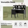 Costway 48" Computer Desk with Power Outlets Type-C 5-Cubby Hutch & 2 Storage Drawers Black - Image 6