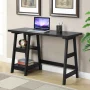 Convenience Concepts Designs2Go 29.25" Tall Trestle Desk with Shelves, Black - Image 2