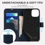 SHIELDON Case for iPhone 13 Mini 5G, Genuine Leather iPhone 13 Mini Wallet Magnetic Cover Kickstand RFID Blocking Credit Card Holder Shockproof Case Compatible with iPhone 13 Mini (5.4") - Navy Blue - Image 5