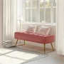 Alden Design Modern Ottoman Velvet Footstool Bench for Bedroom, Pink - Image 2