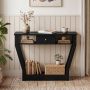 Brown Console Hall Table with Storage Drawer and Shelf - Image 2
