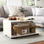 Rectangular Coffee Table with L-shaped Middle Shelf - Image 2