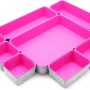 Welaxy desk drawer organizers tray for office suppliers entryway catchall key holder makeup crafts pens decluttering 8-piece back to school (hot pink) - Image 2