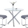 Glass Dining Table, Glass Round Dining Table Kitchen Table with Clear Tempered Glass Top, Modern Dining Table End Table Leisure Tea Coffee Table (Table) - Image 3