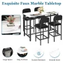 LEGAHOME Pub Dining Set for 4, 5 Piece Dining Table Set with 4 Chairs, Counter Height Kitchen Table and Chairs for Dining Room - Image 4