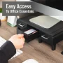 13.5 in. L x 13 in. W x 4 in. H Monitor Stand Desktop Organizer with Storage Drawers Plastic, Black - Image 6