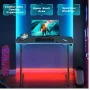 47 inch Z-Shaped Gaming Desk, PC Computer Table Home Office Desk Ergonomic Gamer Workstation with Headphone Hook, Blue - Image 3