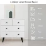 Costway 4 Drawers Dresser Chest of Drawers Free Standing Sideboard Cabinet White - Image 6