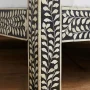 Lakecity Arts Bone Inlay Floral Design Four Poster Bed Black, Bone Inlay Floral Design Four Poster Double Bed Black - Image 3