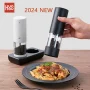 2024 NEW Huohou Electric Grinder Pepper Seasonings Spices Grain Mill Salt Shaker LED Light 6 Modes Kitchen Cooking Tool 2pcs Set - Image 1