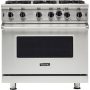 Viking - 36"W. P5S 5.1 Cu. Ft. Freestanding LP 6 Burner Gas Convection Range - Stainless Steel - Stainless Steel - Image 1