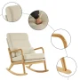Ktaxon Mid Century Rocking Nursery Chair Solid Wood Frame Accent Chair, Line fabric Upholstered Glider Rocker Modern Padded Armchair with Lumbar Pillow Beige - Image 4