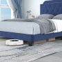 Queen Size Velvet Platform Bed with Button Tufted and Nailhead Trim Headboard - Image 5