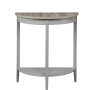ACME Justino Half Moon Wooden Console Table with Bottom Shelf in Gray Oak - Image 2
