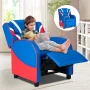 Infans Kids Recliner Chair Gaming Sofa PU Leather Armchair w/Side Pockets Blue - Image 3