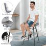 Gray 2 Pieces 29 Inch Velvet Bar Stools Set with Tufted Back and Footrests - Image 4