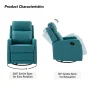 Coral Classic Teal Faux Leather Swivel Recliner with Metal Base - Image 5