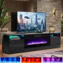 Easoger 70” Fireplace TV Stand for TVs up to 80", TV Stand with 36'' Electric Fireplace, LED Lights Entertainment Center, TV Console, Black - Image 2