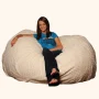 Bean Bag Chair Lounger - Large 6-Foot Shredded Memory Foam Bean Bag Chair - Removable, Machine Washable Microfiber Cover - Cozy 2-Person Breton Brand Sofa Lounger for Reading, Relaxing, and Gaming, in Multiple Colors and Fabrics - Image 1