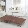 Brown Adjustable Folding Guest Bed Frame with Mattress and Wheels - Image 2