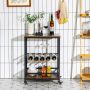 Kitchen Bar Cart Serving Trolley on Wheels with Wine Rack Glass Holder - Image 5