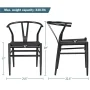 Alden Design Mid-Century Metal Dining Chairs with Woven Hemp Seat, Set of 4, Full Black - Image 5