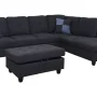 AYCP Furniture 3 - Piece L - Shape Sectional Sofa Set, Right Hand Facing Chaise, LINEN Upholstery Material, Dark Grey / Gray Color, More Colors & Styles Available - Image 4