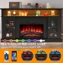 SESSLIFE Fireplace TV Stand for 65 Inch TV, LED TV Console with 23''Electric Fireplace, Entertainment Center Television Table for Living Room or Bedroom, Black - Image 3