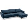 Navy L-Shaped Fabric Sectional Sofa with Chaise Lounge and Solid Wood Legs - Image 1