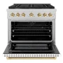 ZLINE - 36 in. Wide 6 Burner 5.2 cu. ft.  Autograph Paramount Dual Fuel Freestanding Range with White and Gold Accents - White - Image 2